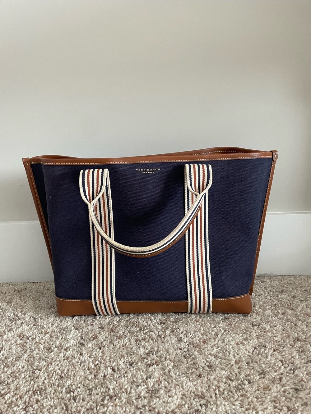 Tory Burch Perry Multi-Stripe Triple-Compartment Tote
